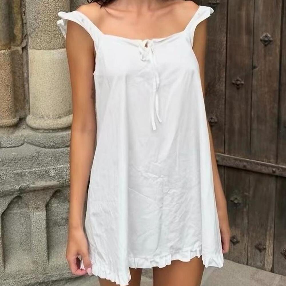 Juem white mini dress with tie front detail